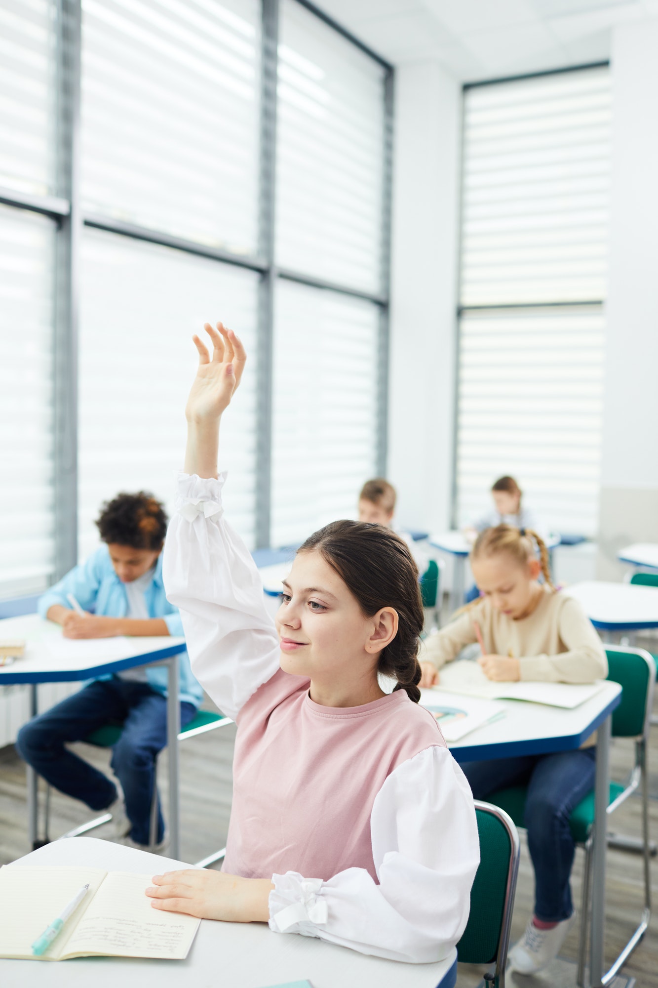 Female Student Raising Hand In Class